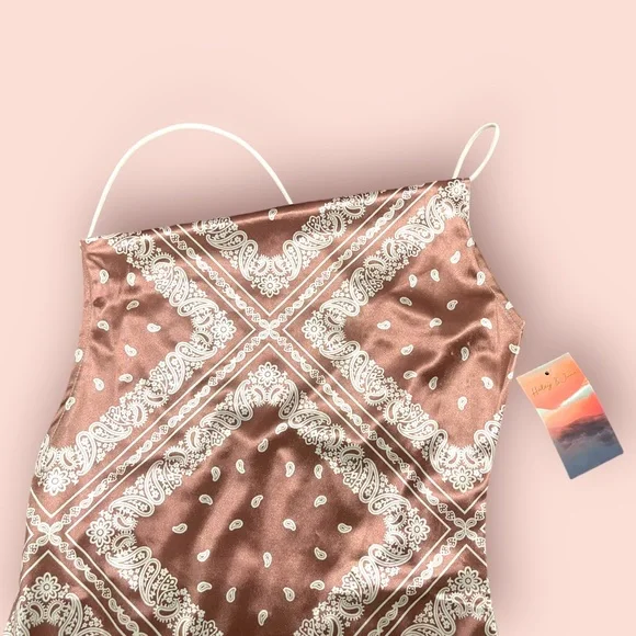 NWT Haley & June Silk Bandana Print Slip Dress - Picture 5 of 8